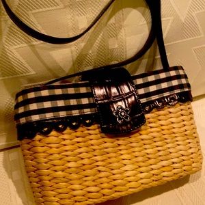 Darling straw and leather crossbody bag. Brighton,New condition, pocket inside.